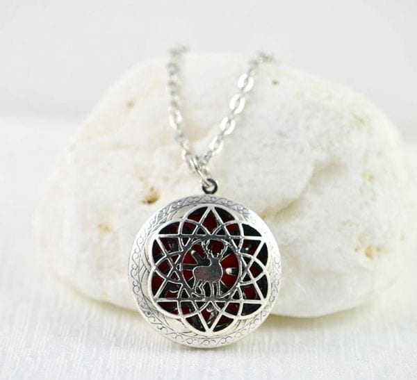 Deer Aromatherapy Diffuser Necklace - Celtic, Essential Oil, Lava Stone 2