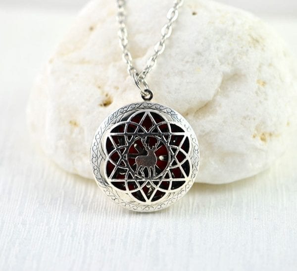Deer Aromatherapy Diffuser Necklace - Celtic, Essential Oil, Lava Stone 53