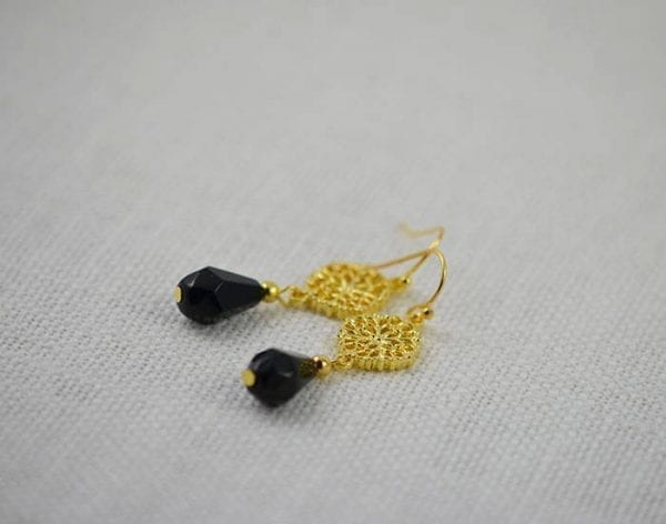 Elegant Black and Gold Filigree Earrings - Chandelier, Bridesmaids, Drop 52