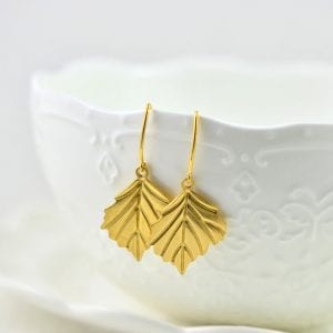 Elegant Leaf Drop Gold Bridesmaids Simple Earrings 9