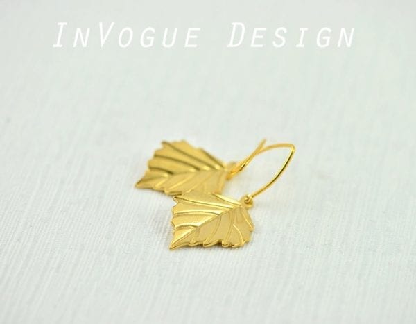Elegant Leaf Drop Gold Bridesmaids Simple Earrings 58