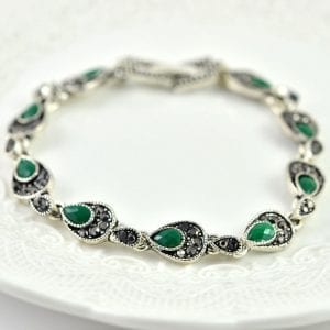 emerald silver bracelet