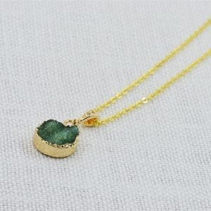 Emerald Druzy Stone Necklace - Druzy Jewellery, Green Druzy Pendant 3