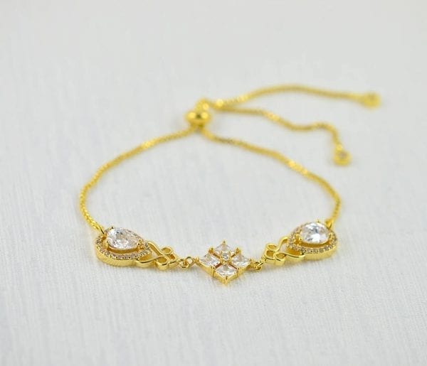 Gold Bridal Wedding Bracelet - Cubic Zirconia, Indian Bracelet 2