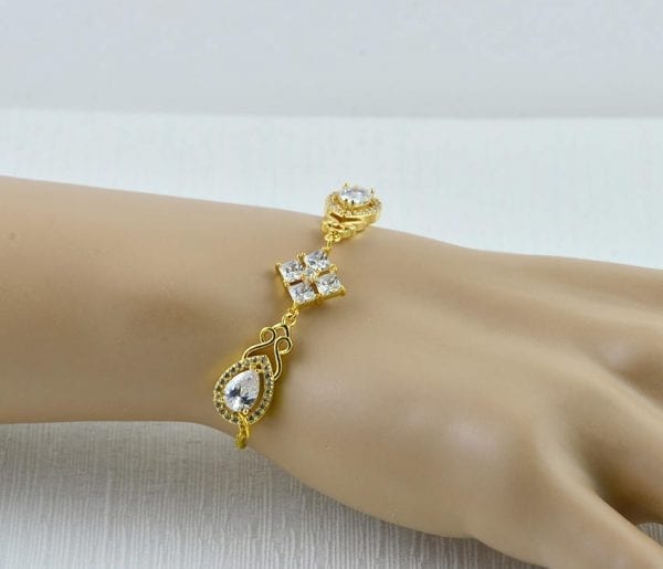Gold Bridal Wedding Bracelet - Cubic Zirconia, Indian Bracelet 3