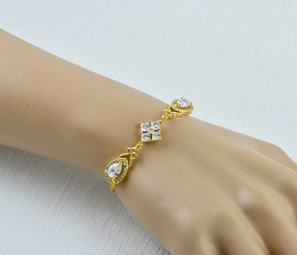 Gold Bridal Wedding Bracelet - Cubic Zirconia, Indian Bracelet 4