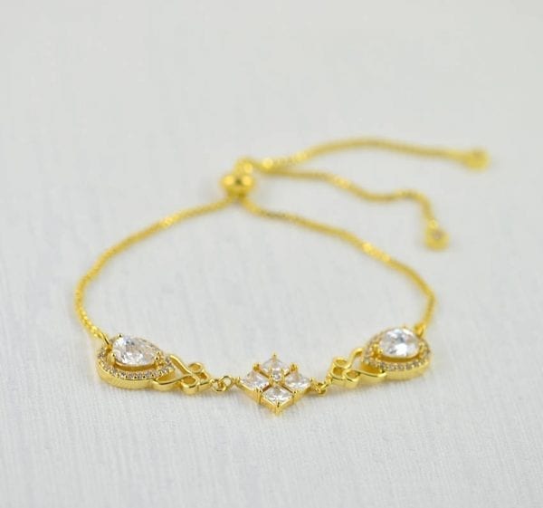 Gold Bridal Wedding Bracelet - Cubic Zirconia, Indian Bracelet 55