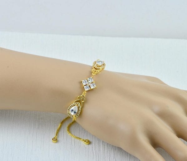 Gold Bridal Wedding Bracelet - Cubic Zirconia, Indian Bracelet 6