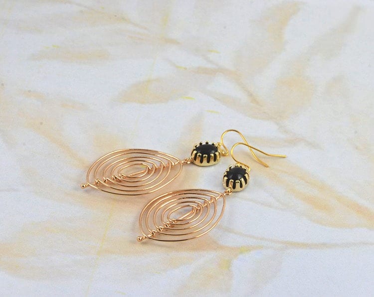 Gold Chandelier Oval Earrings, Black And Gold Crystal Chandelier Earrings Long
