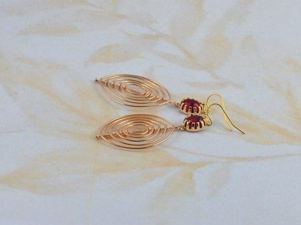 Gold Oval Chandelier Ruby Earrings, Gold Oval Earrings, Ruby Bridesmaids Earrings, Ruby Earrings, Red Earrings, Long Oval Chandelier Jewelry 4