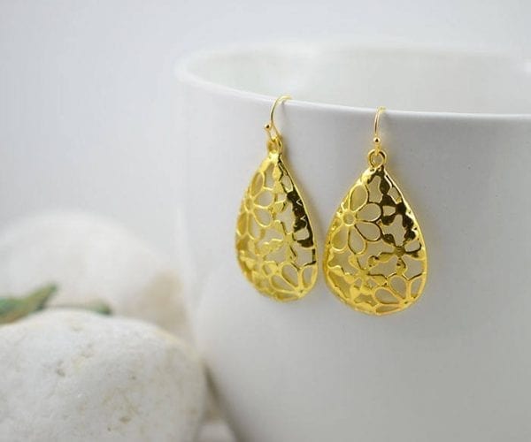 Gold Filigree Dangle Earrings