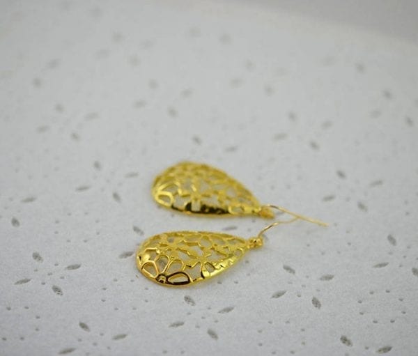 Gold Filigree Dangle Earrings - Everyday, Simple
