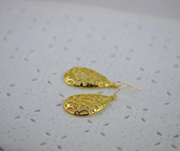 Gold Filigree Dangle Earrings - Everyday, Simple