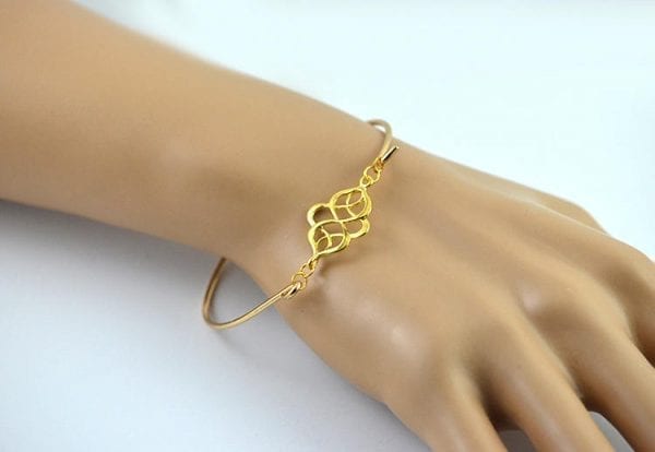 Gold Knot Bangle Bracelet, Gold Bangle Bracelet, Love Knot Bracelet, Gold Charm Celtic Bracelet Bridesmaids Bracelet Minimalist Jewellery 17