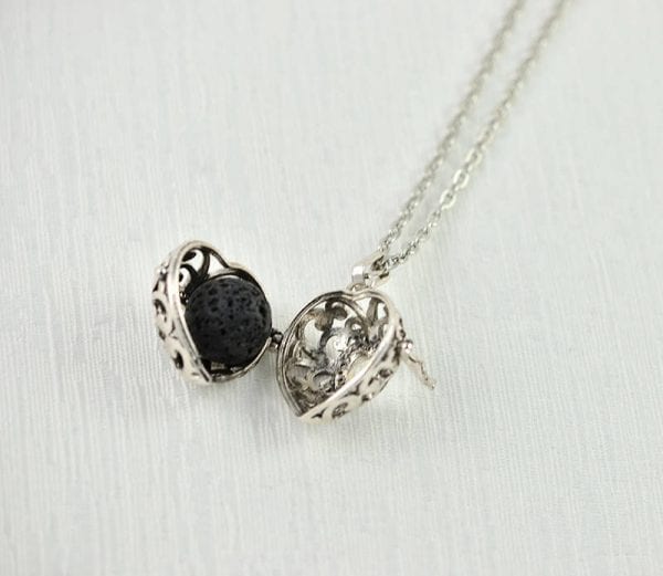 Gorgeous Heart Lava Stone Aromatherapy Diffuser Necklace for Essential Oils 55