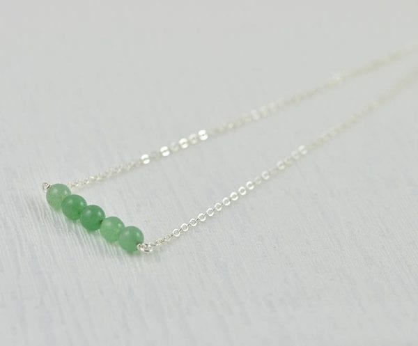 Green Aventurine Gemstone Silver Necklace 53