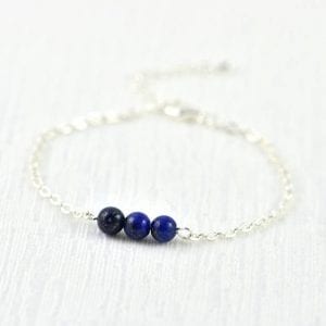 Lapis Lazuli Gemstone Bracelet - Dark Blue, Minimalist, Beach, Wedding 2
