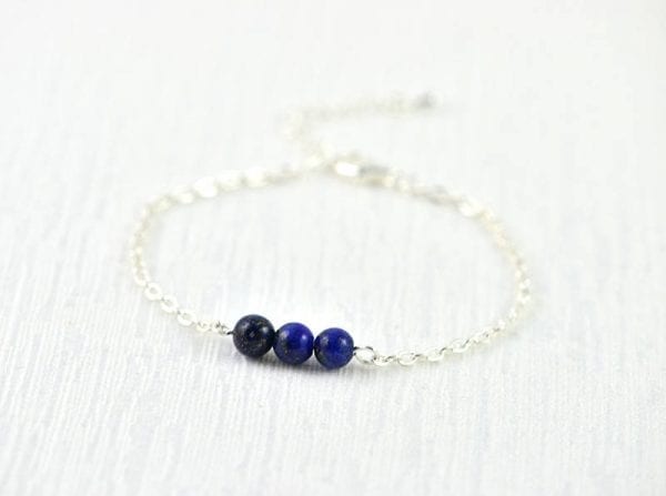 Lapis Lazuli Gemstone Bracelet - Dark Blue, Minimalist, Beach, Wedding 1