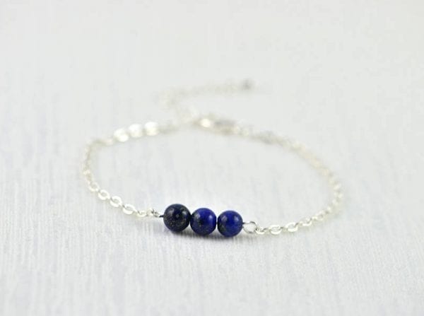 Lapis Lazuli Gemstone Bracelet - Dark Blue, Minimalist, Beach, Wedding 52
