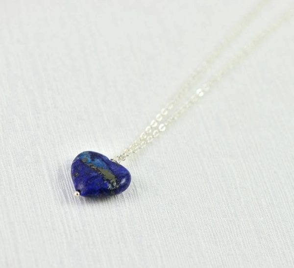 Blue Lapis Lazuli Necklace Pendant Gemstone Heart 51