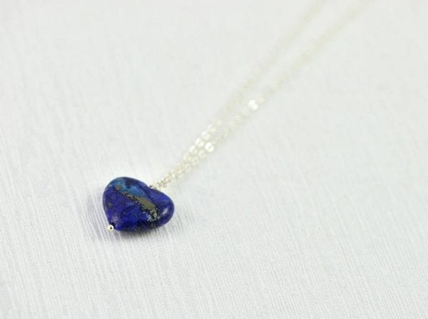 Blue Lapis Lazuli Necklace Pendant Gemstone Heart 52
