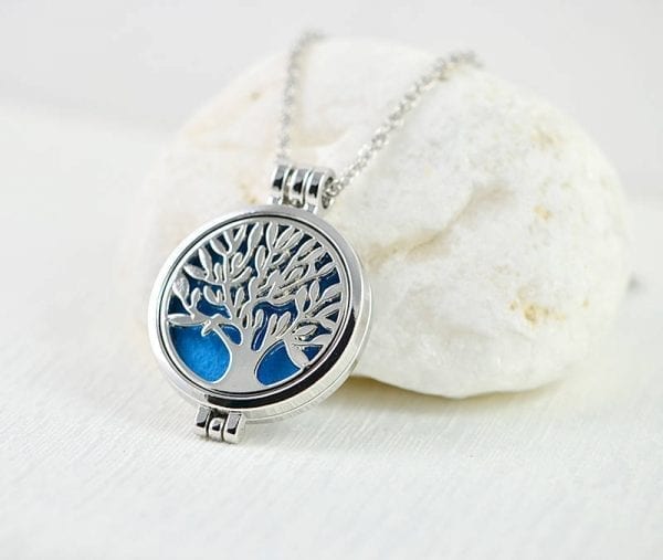 Essential Oils Diffuser Necklace - Stainless Steel, Silver, Locket Pendant, Lava Stones 2