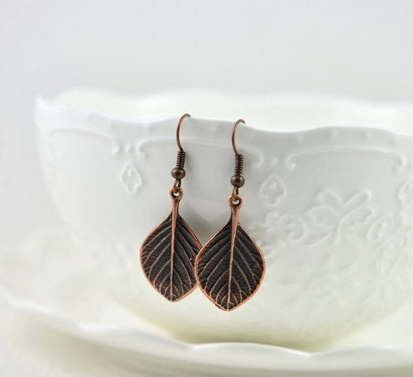 Light Weight Minimalist Elegant Leaf Drop Copper Earrings 53