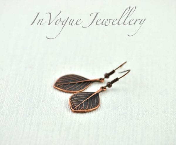 Light Weight Minimalist Elegant Leaf Drop Copper Earrings 54