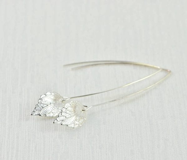 Leaf Drop Silver Light Earrings - Bridesmaids Earrings, Dangle, Everyday Use 53