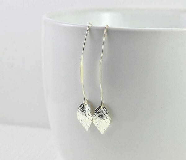 Leaf Drop Silver Light Earrings - Bridesmaids Earrings, Dangle, Everyday Use 55