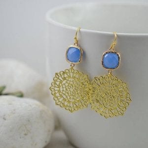 Light Blue Gold Earrings
