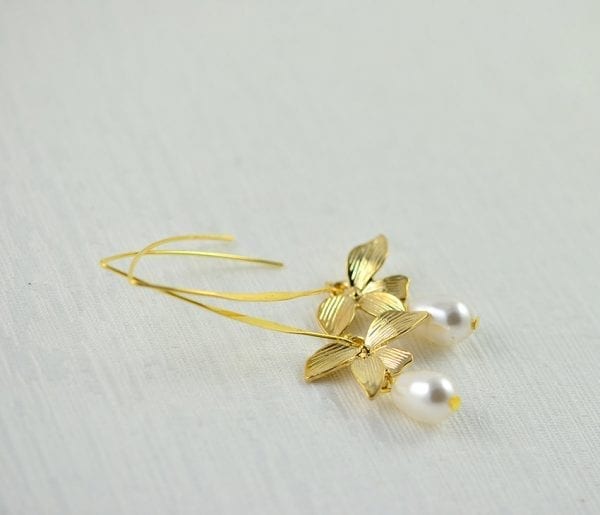Long Swarovski Pearl Drop Earrings - Bridesmaids, Simple Dangle 4