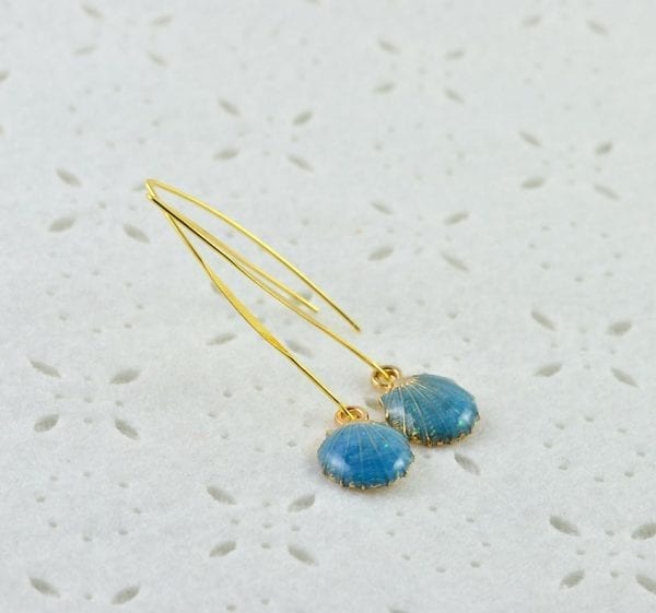 Long Turquoise Seashell Earrings - Teardrop, Dainty, Simple 55