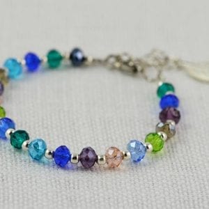 Muti Colour Crystal Bracelet - Czech Faceted, Dainty, Simple, Rainbow 51