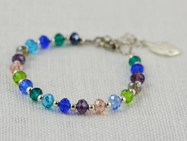 Muti Colour Crystal Bracelet - Czech Faceted, Dainty, Simple, Rainbow 51