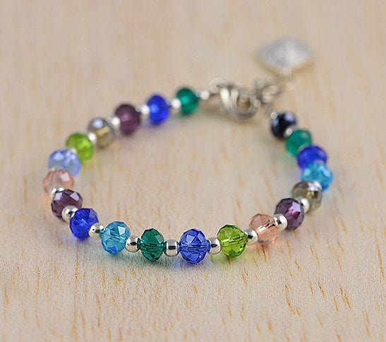 Muti Colour Crystal Bracelet - Czech Faceted, Dainty, Simple, Rainbow 52