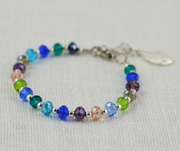 Muti Colour Crystal Bracelet - Czech Faceted, Dainty, Simple, Rainbow 53