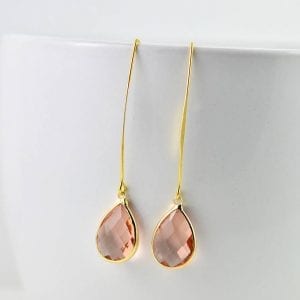 Peach Drop Gold Light Earrings - Teardrop, Dangle, Bridesmaids 22