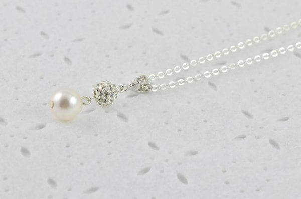 Pearl Bridal Crystal Silver Necklace