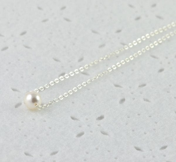 Silver Dainty Pearl Necklace