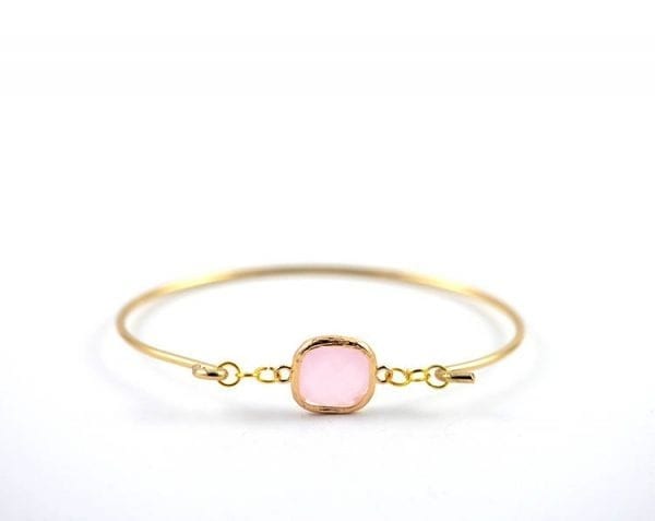 Pink Bangle Gold Bracelet - Charm Faceted Crystal Glass Bracelet 51