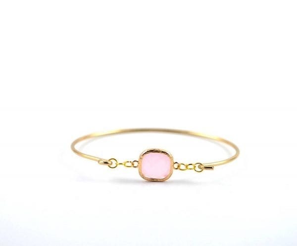 Pink Bangle Gold Bracelet - Charm Faceted Crystal Glass Bracelet 3
