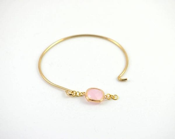 Pink Bangle Gold Bracelet - Charm Faceted Crystal Glass Bracelet 54