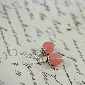 Pink Rose Quartz Silver Earrings - Sterling Silver Hooks, Bridesmaids, Dangle Drop 28