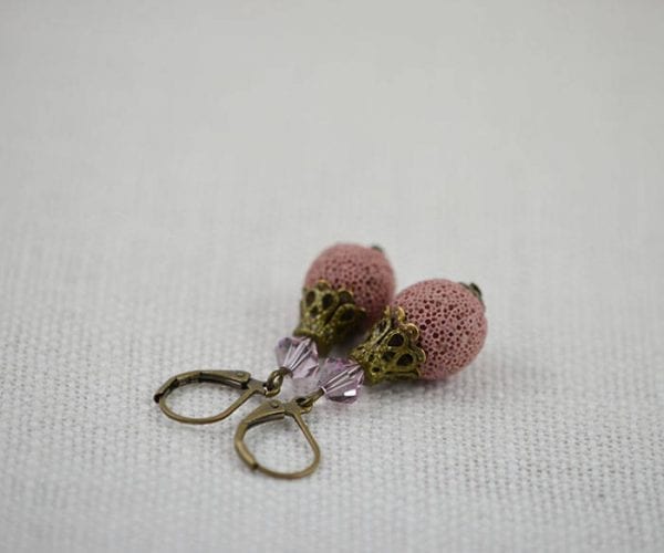 Pink Lava Swarovski Diffuser Earrings - Crystal, Bronze 51