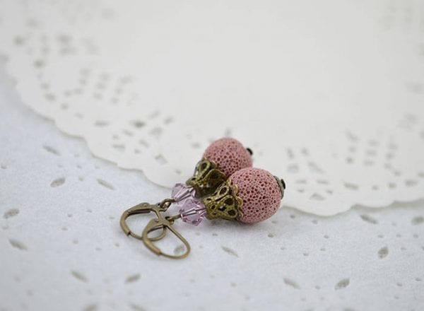 Pink Lava Swarovski Diffuser Earrings - Crystal, Bronze 52