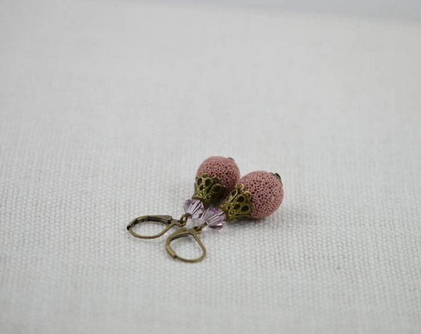 Pink Lava Swarovski Diffuser Earrings - Crystal, Bronze 56