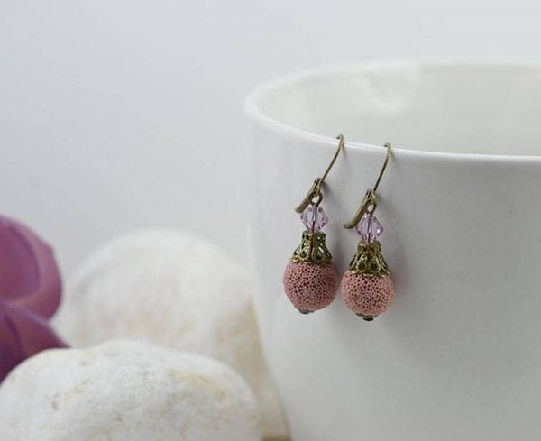Pink Lava Swarovski Diffuser Earrings - Crystal, Bronze 58