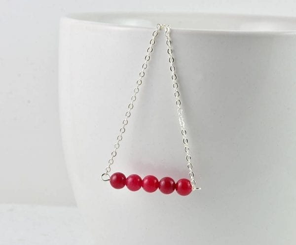 Red Coral Gemstone Necklace, Pendant, Minimalist Jewellery 1