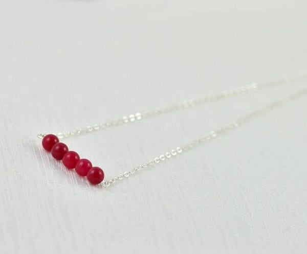 Red Coral Gemstone Necklace, Pendant, Minimalist Jewellery 3